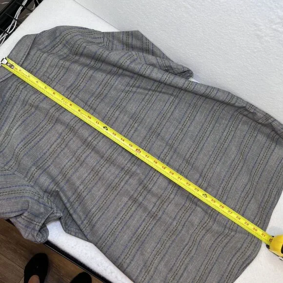 Eddie Bauer Classic fit short sleeve button down cotton gray blue mens sz L - Picture 10 of 11